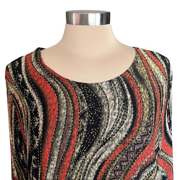 Maggie Barnes Plus Abstract Swirl Knit Top SIZE 1X Fall Autumn Casual Work Artsy - Picture 2 of 9